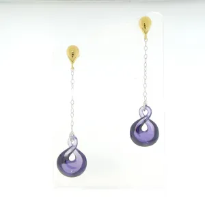 Sterling Silver Purple Zircon Drop Earrings