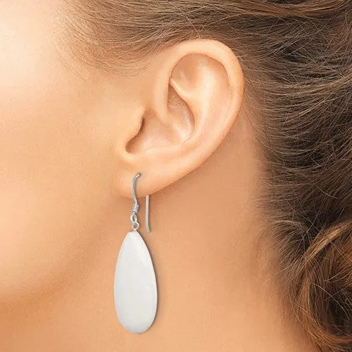 Sterling Silver White Jade Dangle Earrings