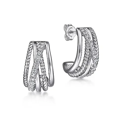 Sterling Silver White Sapphire Hampton J Earrings