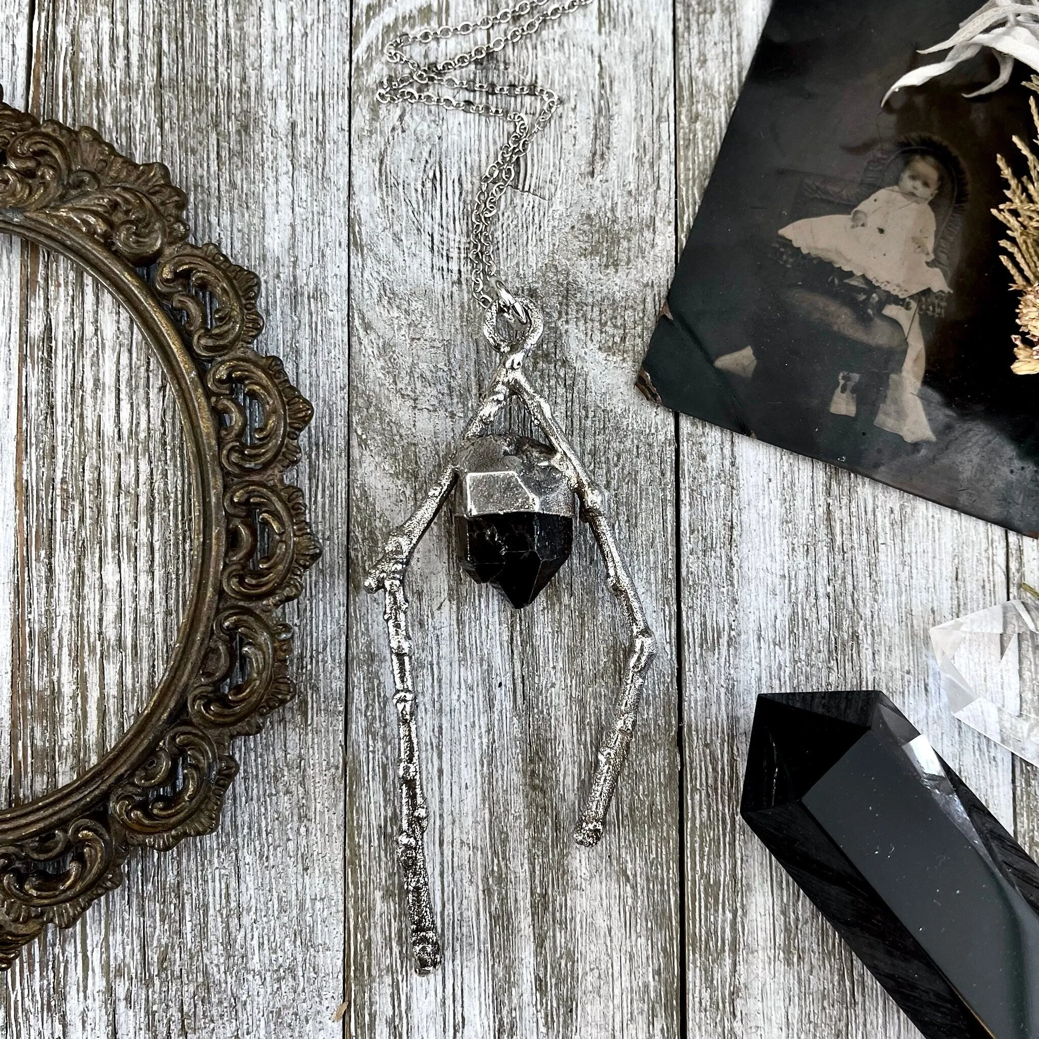 Sticks & Stones Collection- Smokey Quartz Necklace in Fine Silver /