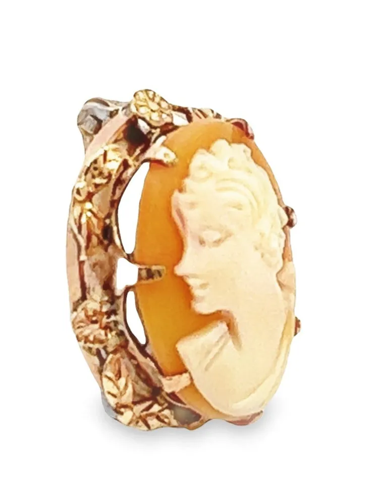 Stunning Gold-Plated Cameo Brooch