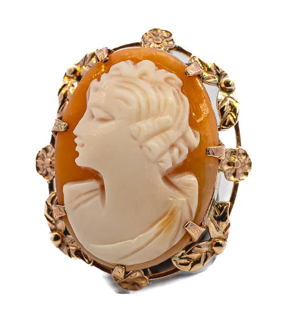 Stunning Gold-Plated Cameo Brooch