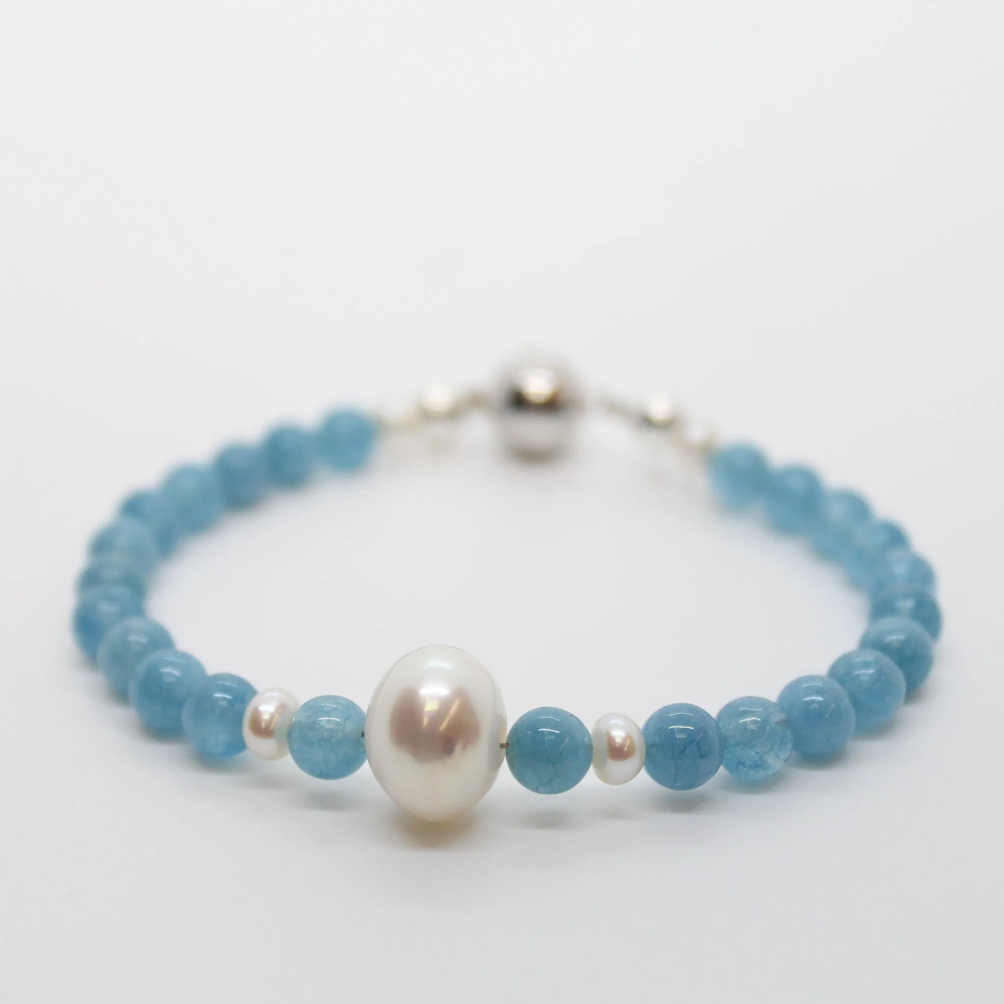 Sunshine Collection, Bracelet, Natural Aquamarine with Pearls and Silver