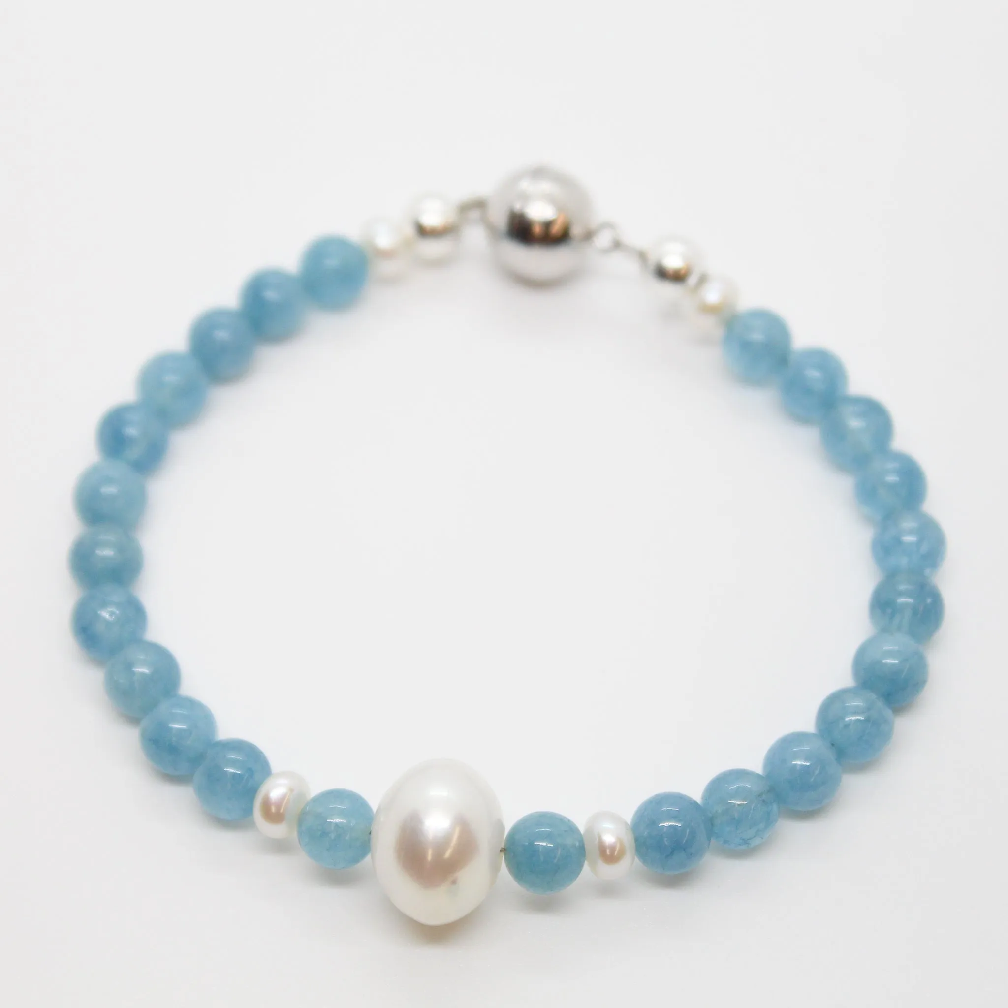 Sunshine Collection, Bracelet, Natural Aquamarine with Pearls and Silver