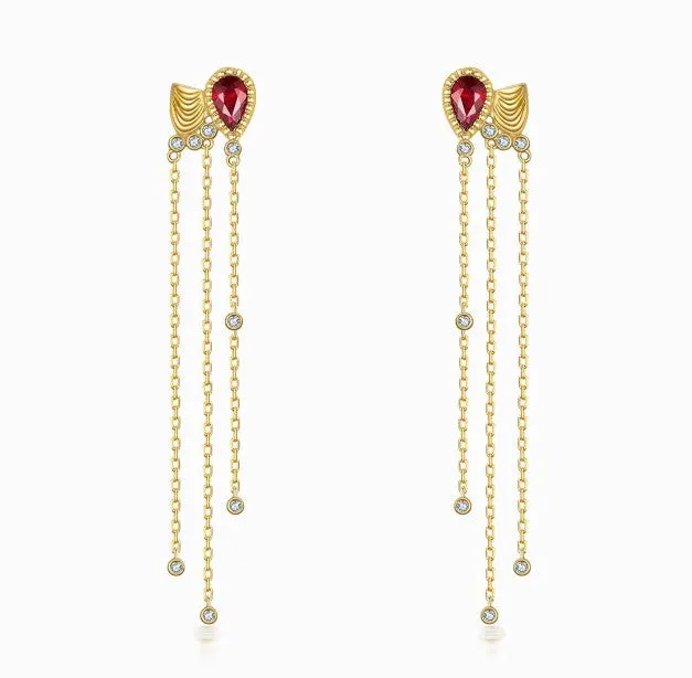 THIALH - CONCERTO - Ruby and Diamond Earrings in 18K Yellow Gold