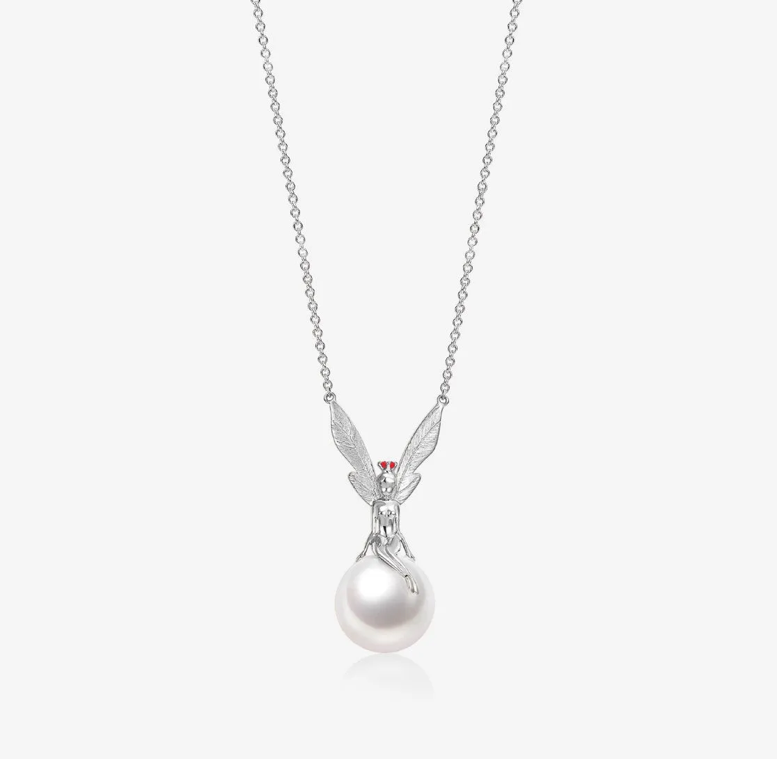 THIALH - DATURA • ASTRA - 18K White Gold Medium size Ruby and Pearl Necklace