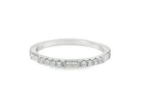 Thin Baguette & Round Diamond Wedding Band