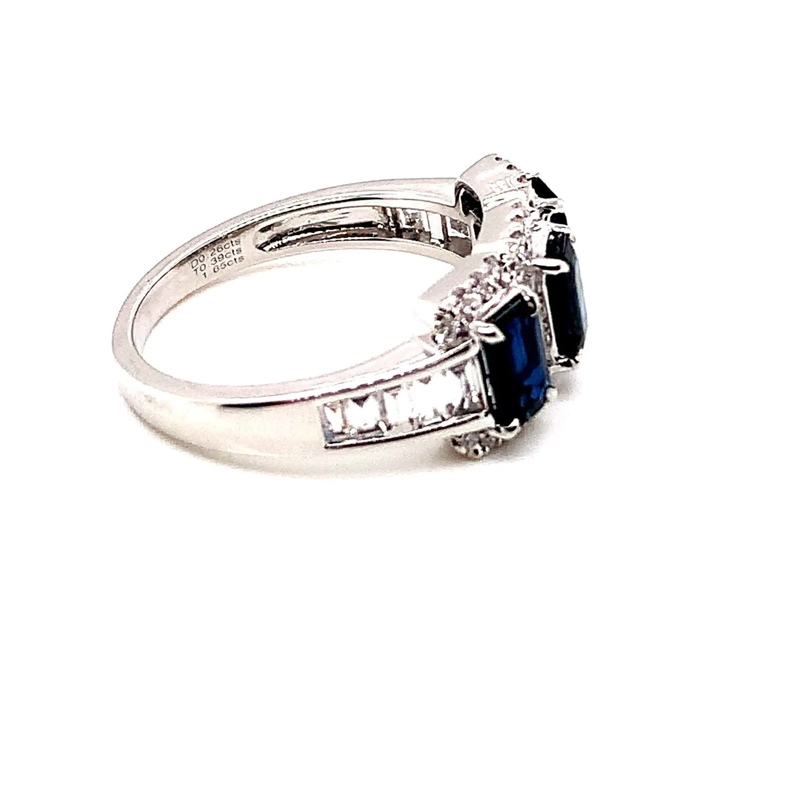 Three Stone Blue Sapphire and Diamond Ring