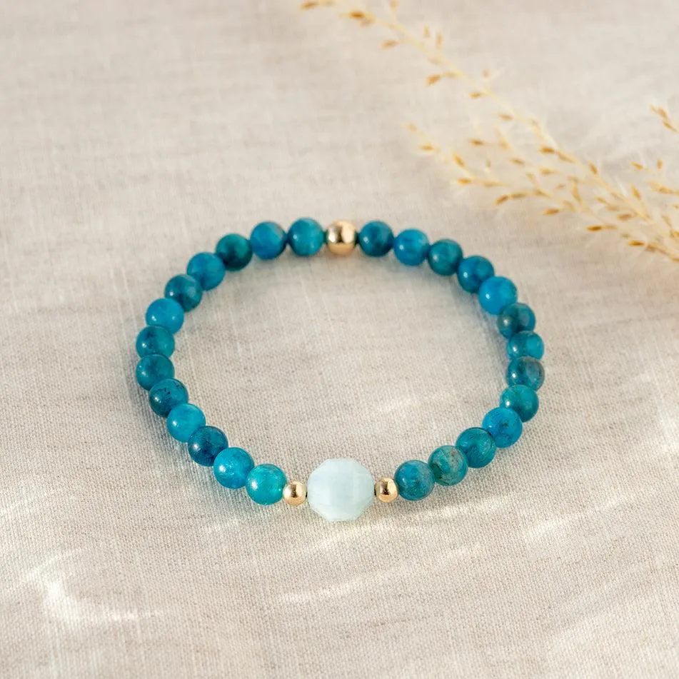 Tranquil Tides Blue Apatite and Aquamarine Gemstone Bracelet 6mm