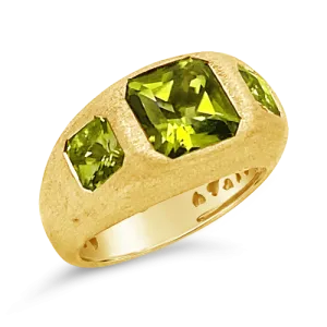 Triple Peridot & Yellow Gold Ring