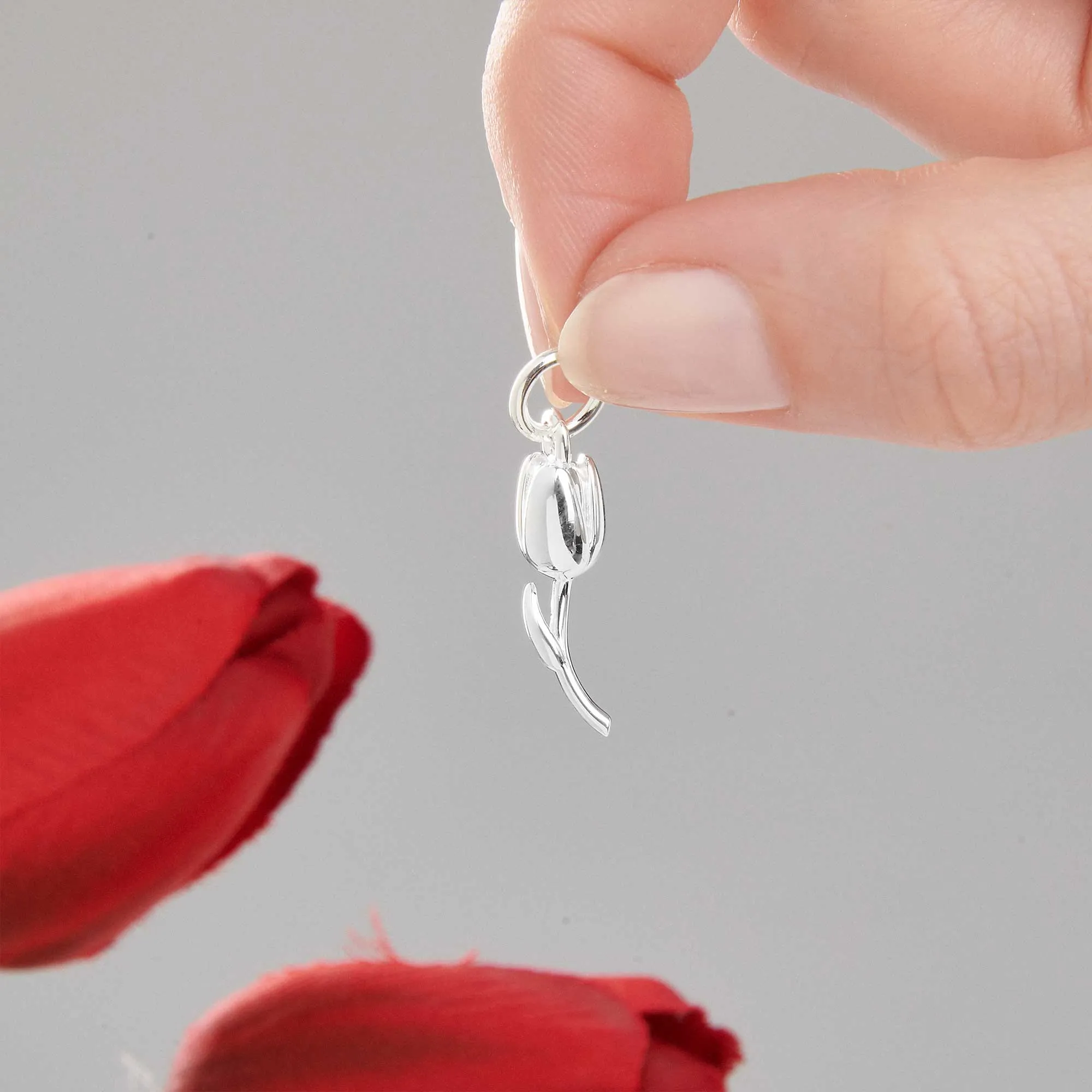 Tulip Flower Silver Charm