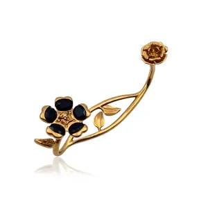 Versace Gold Metal V-Floral Garden Hand Cuff Bracelet Black