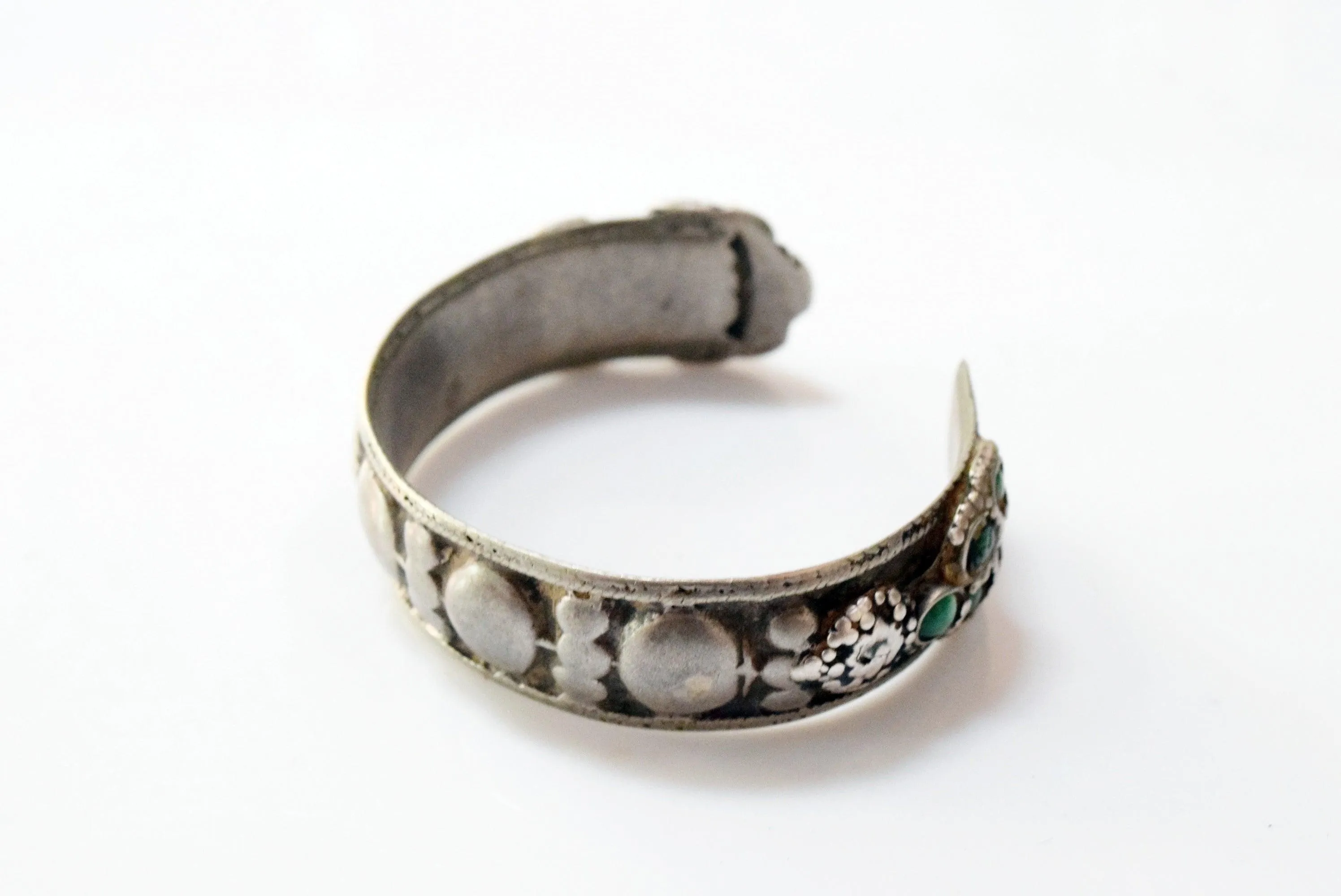 Vintage Rare Kurdish Silver and Turquoise Cuff Bracelet