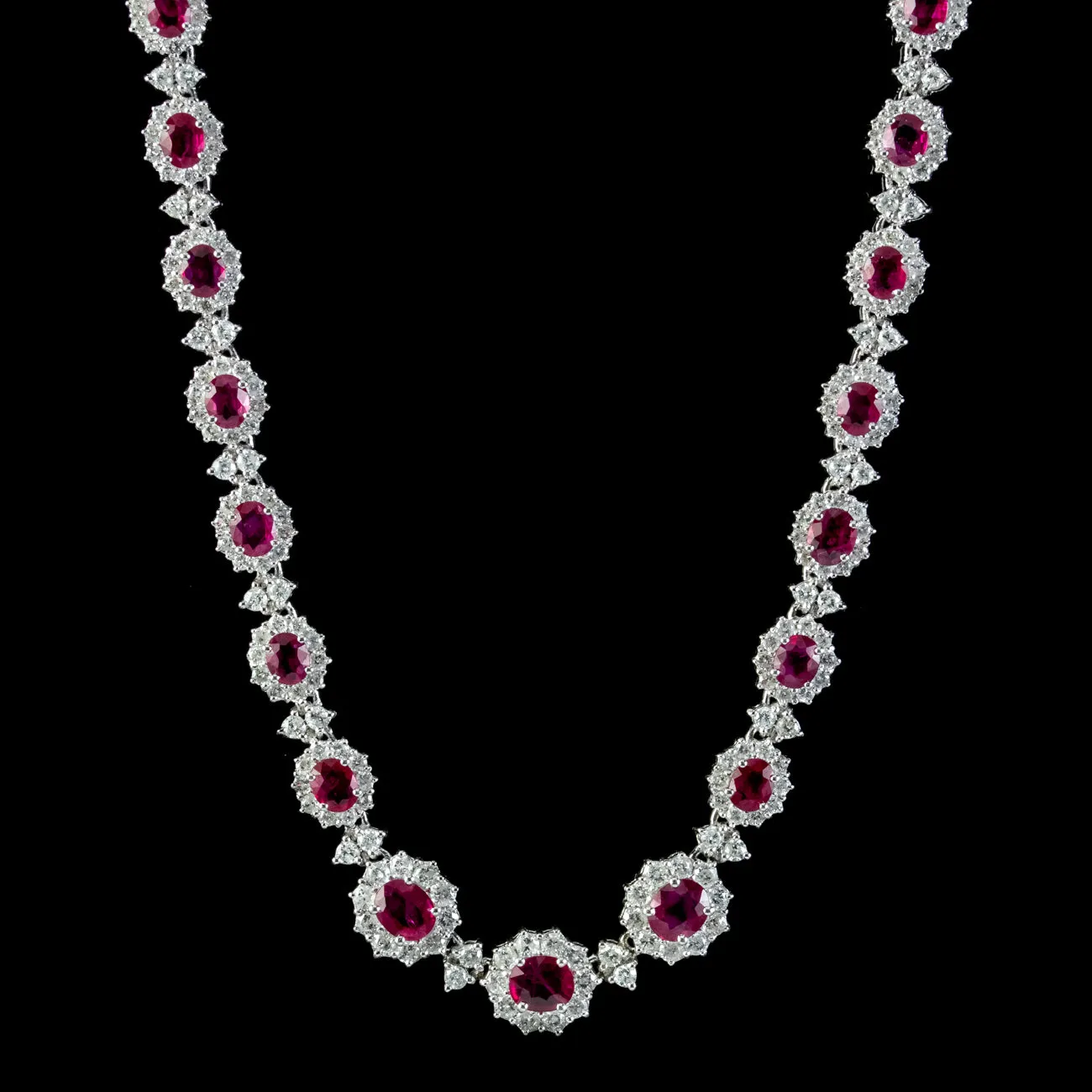 Vintage Ruby Diamond Riviere Necklace 15ct Of Ruby 18ct Gold Cert