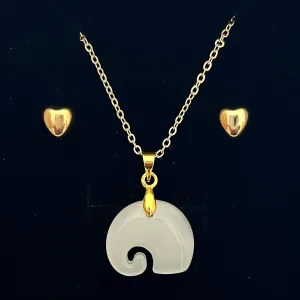 WHITE JADE ELEPHANT PENDANT ONLY - FREE CHAIN & EARRINGS