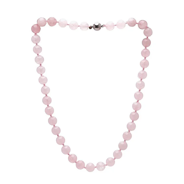 Women's Handmade Gemstone Beaded Necklace 10mm Rose Quartz