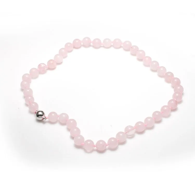 Women's Handmade Gemstone Beaded Necklace 10mm Rose Quartz