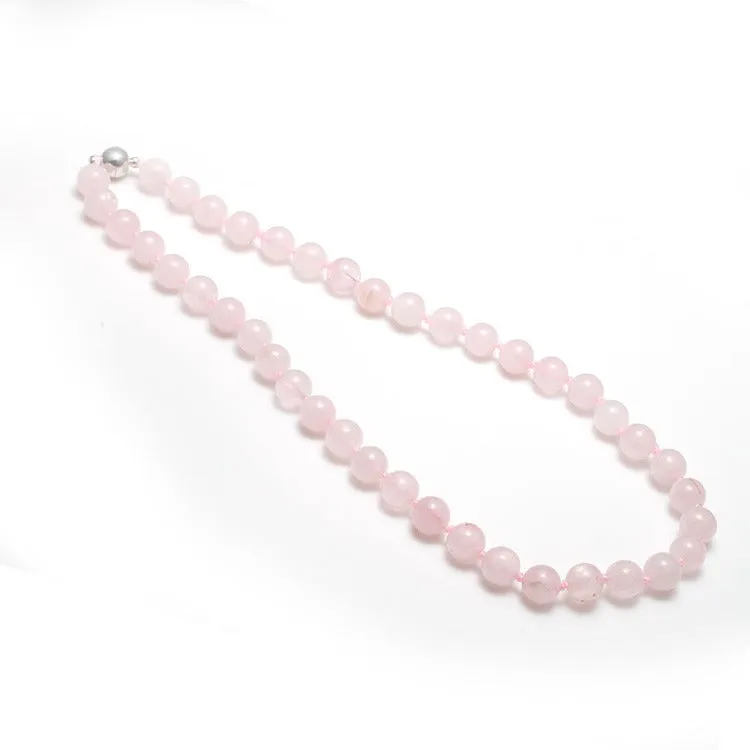 Women's Handmade Gemstone Beaded Necklace 10mm Rose Quartz