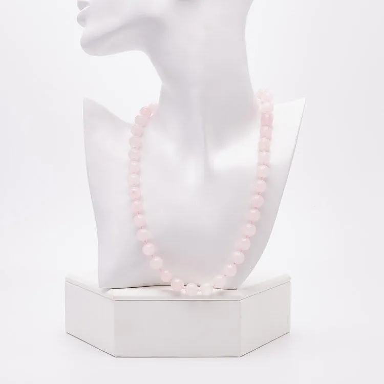 Women's Handmade Gemstone Beaded Necklace 10mm Rose Quartz