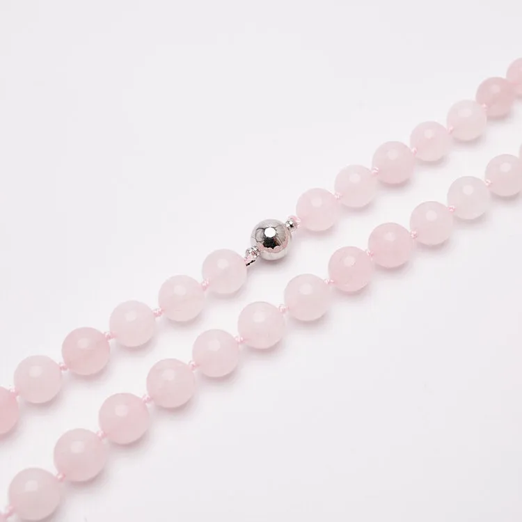 Women's Handmade Gemstone Beaded Necklace 10mm Rose Quartz