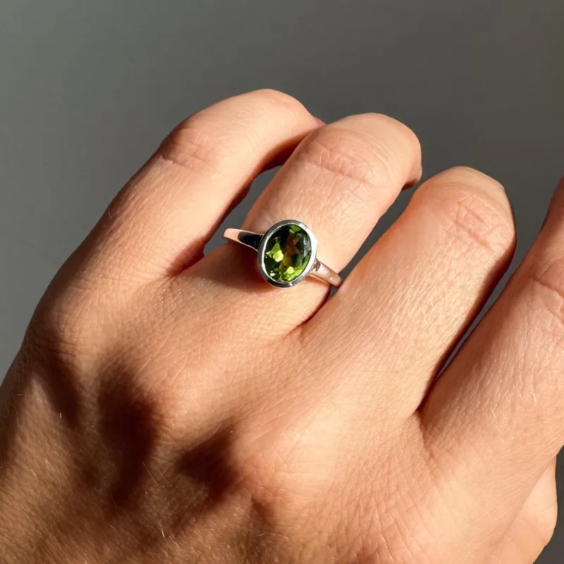 Zoe Sugg Courage Intention Ring in Peridot